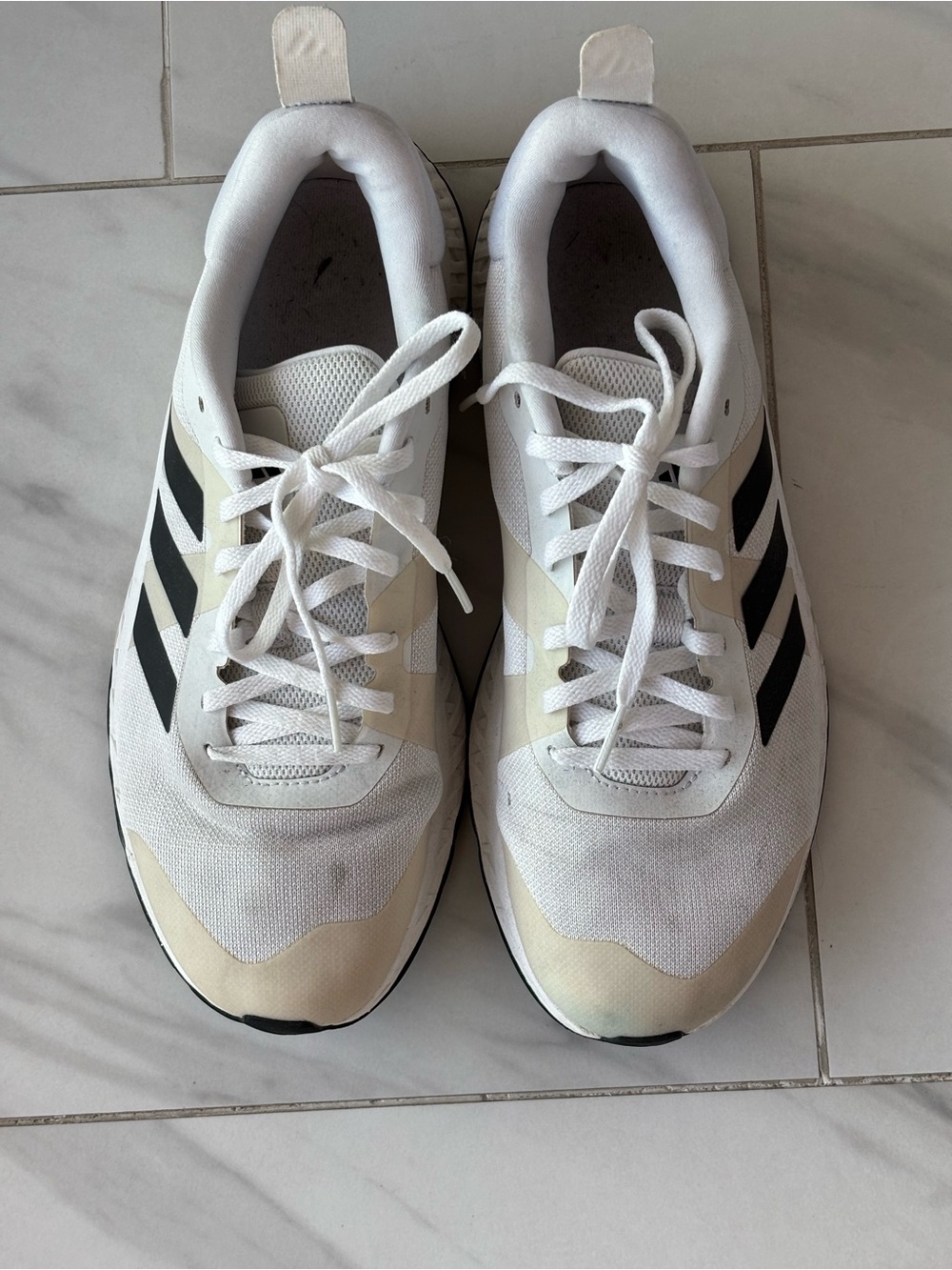 Adidas DUAL DENSITY Men's White Athletic Sneakers with Black Stripes
